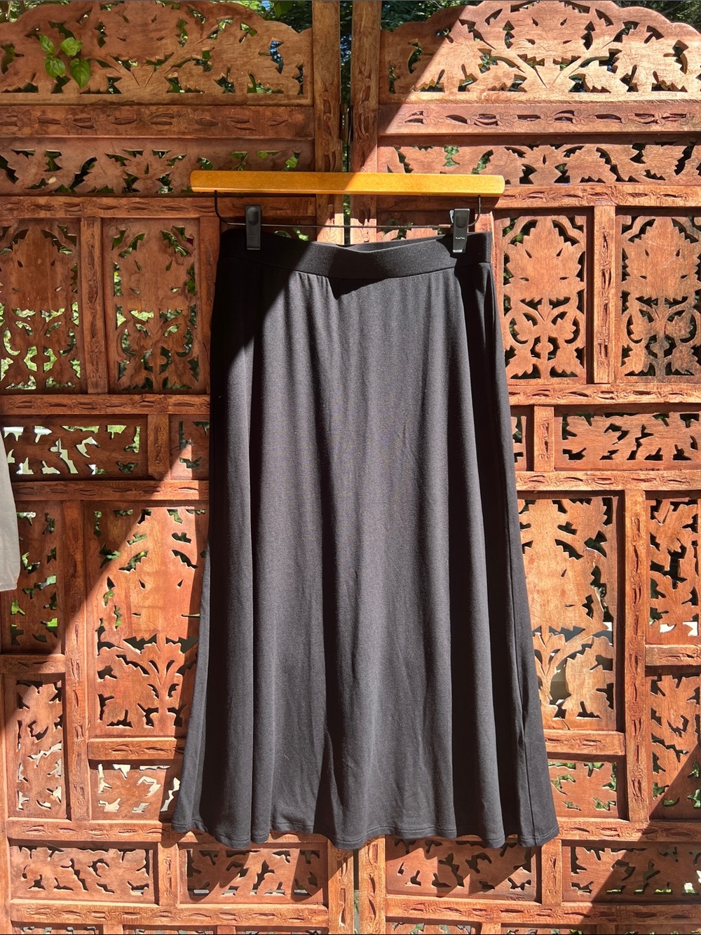 Eileen Fisher Black Maxi Skirt — Flowing A-Line Jersey